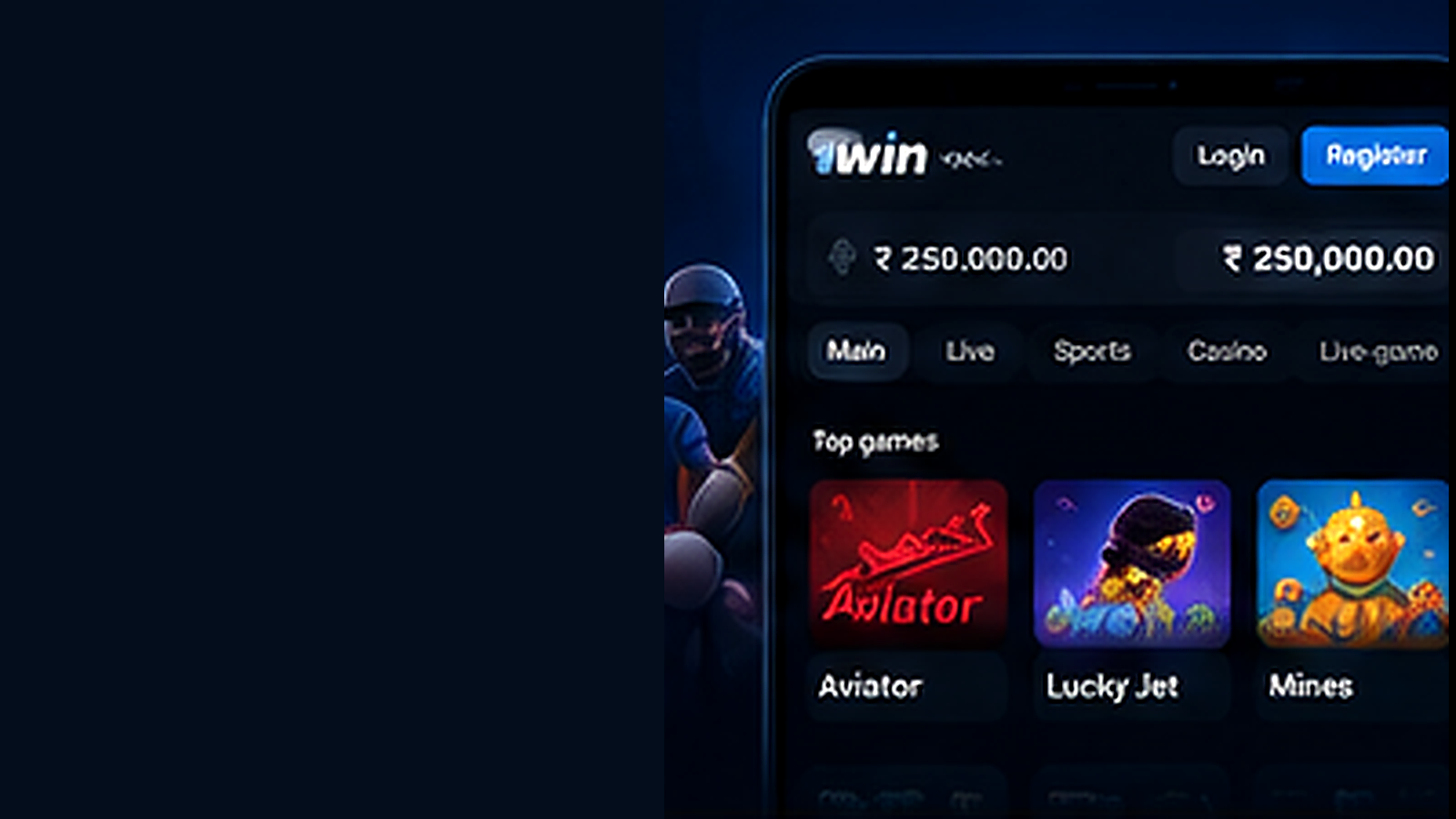1win casino online y apuestas deportivas Argentina interface preview without country text